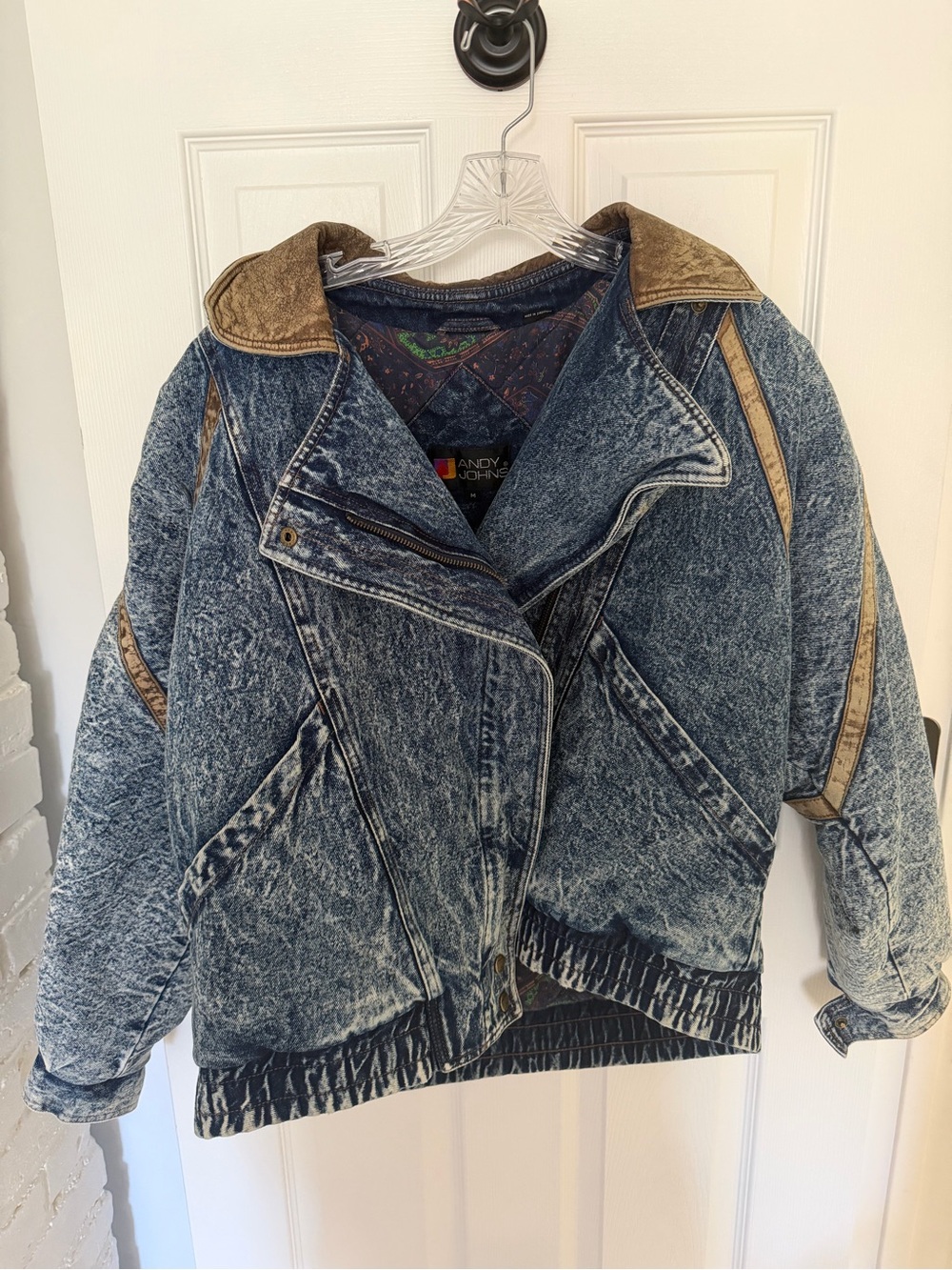 Vintage Acid Wash Denim Moto Jacket